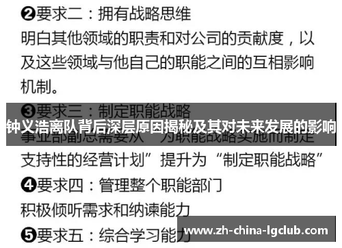 钟义浩离队背后深层原因揭秘及其对未来发展的影响